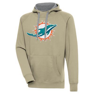 Men's Antigua Black Miami Dolphins Logo Victory Pullover Hoodie 