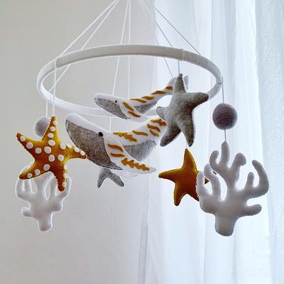 Whale Baby Mobile Nursery, Ocean Nautical Hanging Mobile, Stars