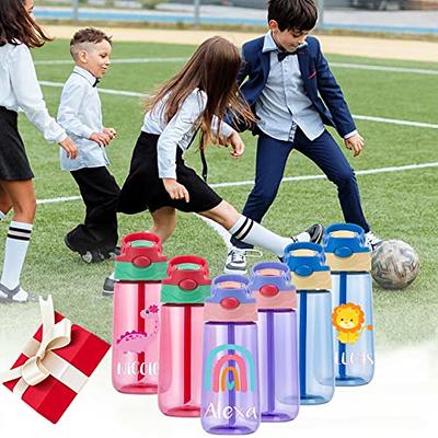 16 oz Kids Water Bottles with Straw Lid & Handle, 6 Pack Personalized  Plastic Water Bottle