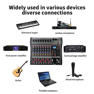 Dj Mixers 7 Channel Audio Mixer Sound Board with Bluetooth, Usb Audio  Interface with 48V Phantom Power Sounds Mixer Board with FX Reverb Delay  Effect for Streaming : : Musical Instruments