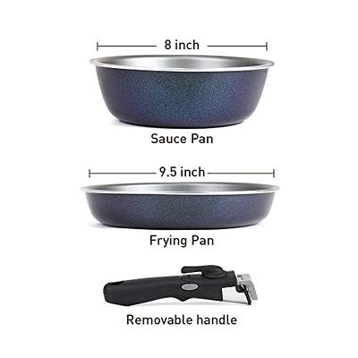 SHINEURI 3 Pieces Removable Handle Cookware, Stackable Pots And