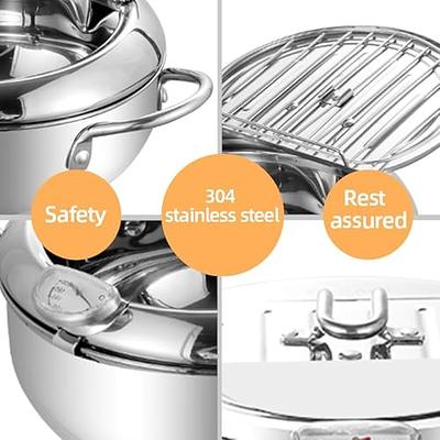 Japanese Style Stainless Steel Deep Fryer Pot With Thermometer & Oil D