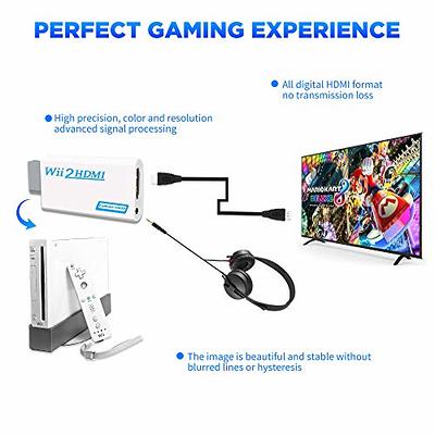 PORTHOLIC Wii to HDMI Converter 1080P for Full HD Device, Wii  HDMI Adapter with 3,5mm Audio Jack&HDMI Output Compatible with Wii, Wii U,  HDTV, Monitor-Supports All Wii Display Modes 720P, NTS 