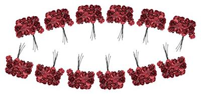 1 Red Satin Ribbon Flowers with Pearl - Pack of 144