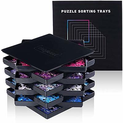10 Puzzle Sorting Trays with Lid, Portable Puzzle Accessories Black Color  Makes Pieces Stand Out to Better Sort Patterns, Shapes and Colors