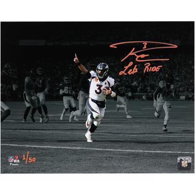 Russell Wilson Denver Broncos Autographed 11 x 14 Spotlight Photograph  with Lets Ride Inscription - Limited Edition of 50