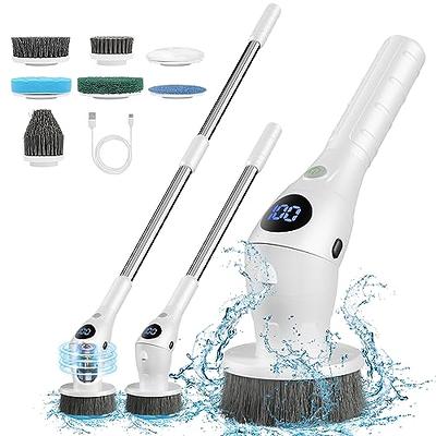 Electric Spin Scrubber, Cordless Bath Tub Power Scrubber with Long Handle &  7 Replaceable Heads, Detachable as Short Handle, Shower Cleaning Brush