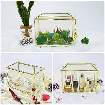 Gold Glass Card Box, Large Wedding Card Holder, Handmade Terrarium