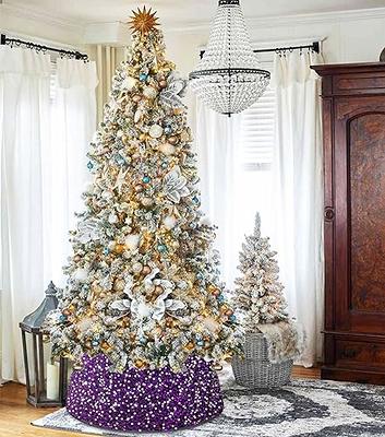 Aosijia Christmas Tree Skirt 36 Inch Sequin Double Layers Xmas Tree  Ornaments for Purple Christmas Decorations 