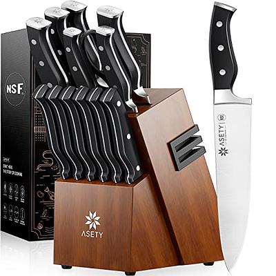 Elegant 15 Piece Kitchen Knife Set with Integrated Sharpener