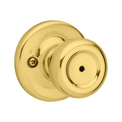 Kwikset Security Tylo Polished Brass Interior Bed/Bath Privacy Door Knob  with Antimicrobial Technology in the Door Knobs department at