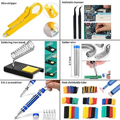 Soldering Iron Kit Welding Tool, Soldering Kit with LCD Digital Multimeter,  60W Soldering Iron with 5 Extra Tips, Stand, Desoldering Pump, Solder