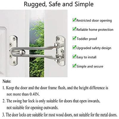 Topbuti Home Security Door Lock, 2 Pack Latch Guard Clasp Front Door Locks  for Kids, Home Reinforcement Lock for Swing-in Doors, Hotel Door Latches