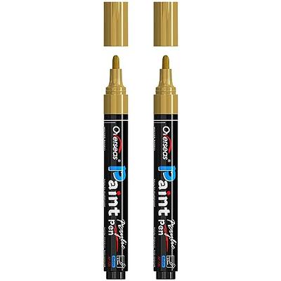 Overseas White & Black Paint Pens Paint Markers - Permanent Acrylic Markers  2 Pack, Water Based, Quick