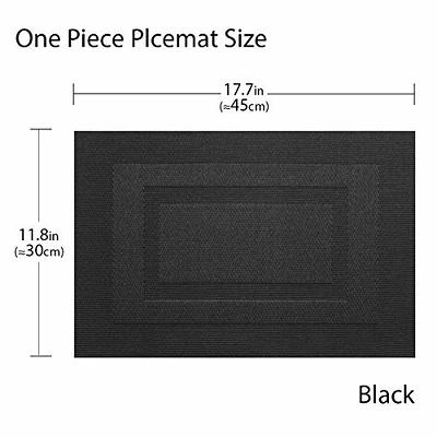 PIGCHCY Placemats,Washable Vinyl Woven Table Mats,Elegant Placemats for  Dining Table Set of 4(Black)