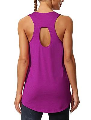  Yoga Tops Mesh Breathable Workout Pilates Tops Racerback  Running Tank Top Loose Open Back Workout Tank Tops Heather Gray XL