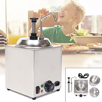 VEVOR Cheese Dispenser with Pump 2.4 qt. Capacity Cheese Warmer Stainless Steel Hot Fudge Warmer 650W Cheese Dispenser