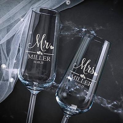 Personalized Wedding Champagne Flutes for Bride and Groom - Set of 2, 9  Designs - Champagne Glasses for Engagement with Last Name and Date, Mr &  Mrs Champagne Flutes - D9 - Yahoo Shopping