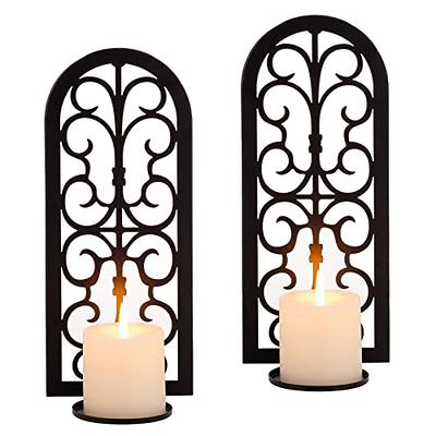 Sziqiqi Metal Candle Sconces Hanging Wall Candle Holders Set of 2 - Black  Vintage Wall Mounted Sconce for Tea Light Pillar Candles Wall Art Decor for  Living Room Bedroom Fireplace Bathroom - Yahoo Shopping