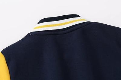 Color-block Baseball Jacket - Navy blue/white - Ladies