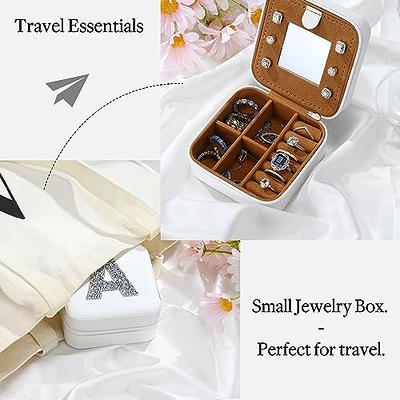 Parima Christmas Gifts for Women Girls - Small Travel Jewelry Case Organizer Initial Jewelry Box Personalized Mom Daughter Friends Female Her