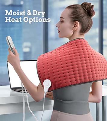 Heating Pad with Massager for Neck and Shoulders, Wearable Electric Heating  Pads for Back Pain Relief, Auto-shutoff, 6 Heat Settings, 4 Massage Modes