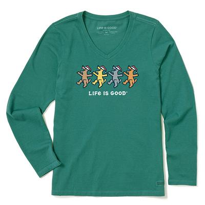 Life is Good Women's Dancing Santa Rockets Long Sleeve Crusher Vee