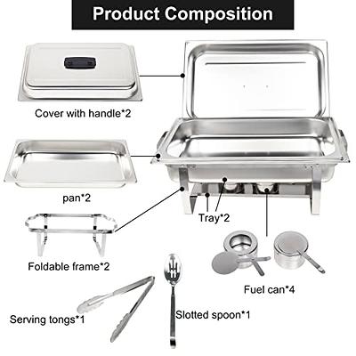 Valgus 8QT Stainless Steel Chafing Dish Buffet Chafer Set with Foldable  Frame Water Trays Food Pan Fuel Holder and Lid Food Warmers for Parties,  Banquet, Buffets, Wedding, Dining 2 Pack - Yahoo Shopping