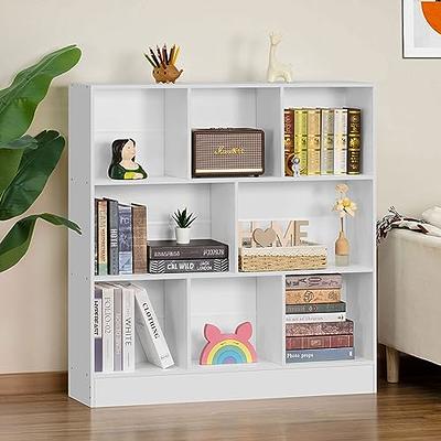 YAHARBO Black Bookshelf,3 Tier Modern Bookcase with Legs,Bookshelves Wood  Storage Shelf,Rustic Open Book Shelves Cube Organizer,Free Standing Short