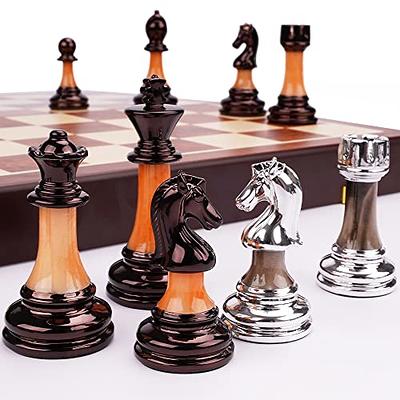  AMEROUS 15 Inches Magnetic Wooden Chess Set - 2 Extra Queens -  Folding Board - Pieces Storage Slots, Handmade Portable Travel Chess Game -  Beginner Chess Set for Kids, 6 up Age : Toys & Games