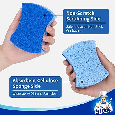 MR.SIGA Scrub Sponges, Non-Scratch Sponges for Dishes, Kitchen Sponge Dish Scrubber, 12 Pack