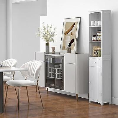 kleankin Tall Bathroom Storage Cabinet with 3 Tier Shelf Cupboard