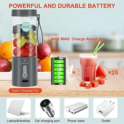 Portable Blender for Shakes and smoothies with Scale, 4000mAh Personal  Electric Blender 15.2 oz,150w 6-Blades Blender Bottles, USB Rechargeable  Mini