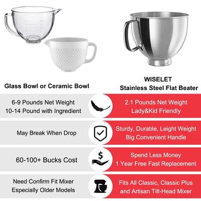 Stainless Steel Flat Beater for KitchenAid 4.5qt-5qt Tilt-Head Stand Mixer,  Fit for Classic, Classic Plus and Artisan Mixer K45SS, KSM75, KSM90