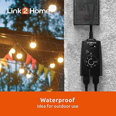 Link2Home Outdoor Weatherproof Wireless Remote Control Double Outlets, 100  ft range, Switch ON/OFF Outdoor Light Systems 
