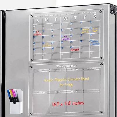 Magnetic Acrylic Calendar for Fridge, 2Pcs Clear Magnetic Calendar for  Fridge, Reusable Magnetic Fridge Calendar Dry Erase Acrylic Planning Boards  with 6 Dry Erase Markers and Magnetic Holder - Yahoo Shopping