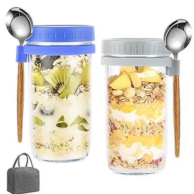 Overnight Oats Jar Container Portable Oatmeal Cups With Lids And Spoon Meal  J !!