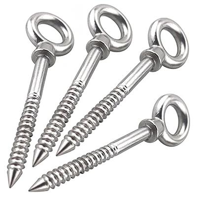 8 Pack 304 Stainless Steel Eye Screws,2.5 Inch M6 Heavy Duty Eye Hooks,  Screw In Eye Hooks For Wood, Securing Cables Wires, Anti-rust Self Tapping  Eye