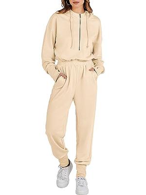 Caracilia Jumpsuits for Women Long Sleeve Zip Up One Piece Casual