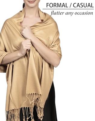 Achillea Large Soft Silky Pashmina Shawl Wrap Scarf in Solid Colors