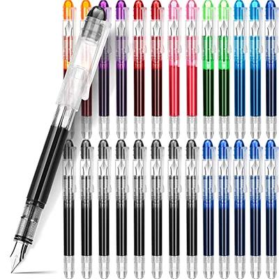 Calligraphy Pen set,Calligraphy Fountain Pens with 7 Different Replaceable  Nibs with 60 Ink Cartridges(12 Colors),3 multi-functional color Fountain