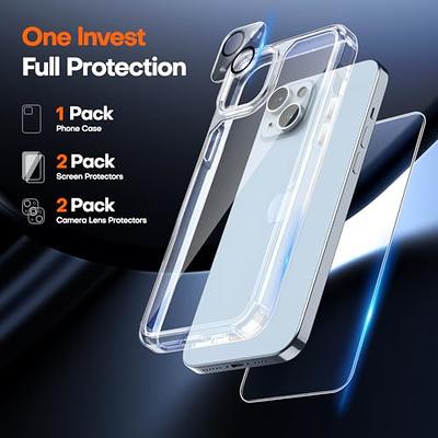 TAURI 5 in 1 for iPhone 15 Pro Max Case Crystal Clear, [Not-Yellowing &  Military Drop Defense] with 2X Tempered Glass Screen Protector + 2X Camera