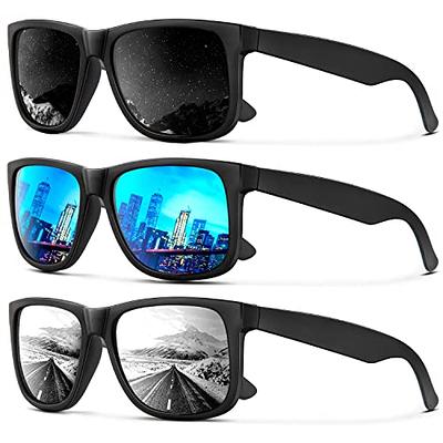 KALIYADI Sunglasses Men Polarized Sun glasses for Mens Womens Classic Matte  Black Frame UV Protection 3pack(Grey/Ice Blue/Silver) - Yahoo Shopping