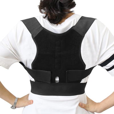 Wellco Extra Large Unisex Magnetic Posture Corrector Back Brace for Back Pain Relief, Black