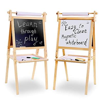 Easel for Kids, Gimlife White Board Art Easel Chalkboard Double-Sided Dry  Erase Whiteboard & Chalkboard Standing for Kids with Easel Paper Roll for