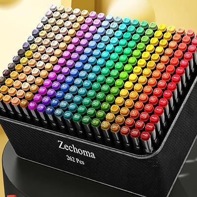 12color Dual Tip Alcohol Based Art Markers, Highlighters With Case Perfect  for Illustration Adult Coloring Sketching and Card Making 