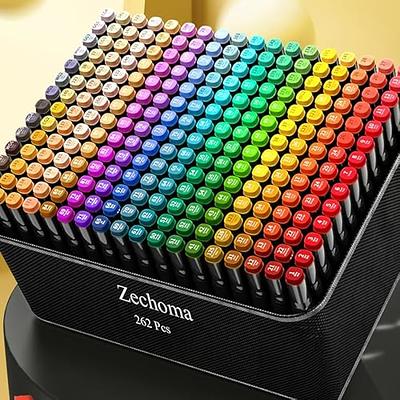 12color Dual Tip Alcohol Based Art Markers, Highlighters With Case Perfect  for Illustration Adult Coloring Sketching and Card Making 