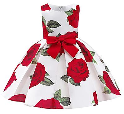 Baby Girls Dress Rose Flower Princess Wedding Birthday Party Costume Kids  Dress