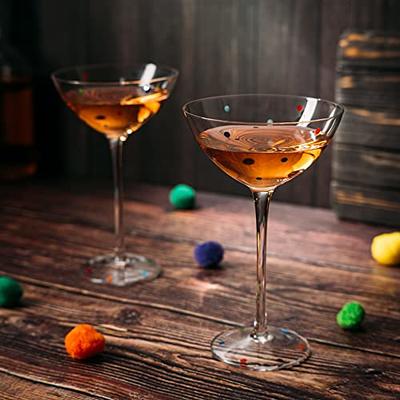 The Wine Savant Polka Dot Confetti Stemmed Martini Glasses 5.8oz