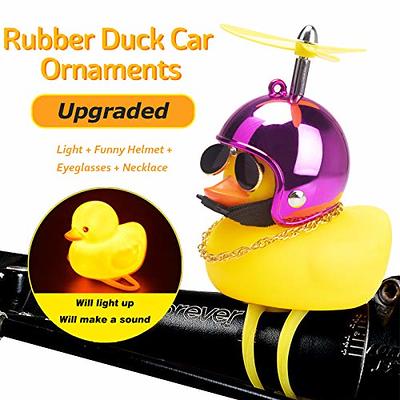 wonuu Rubber Duck Toy Car Ornaments Yellow Duck Car Dashboard Decorations  Squeeze Duck Bicycle Horns with Propeller Helmet (Bright Rose-Light) -  Yahoo Shopping